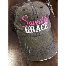 Saved by Grace Christian Brown Pink Mesh Distressed Trucker Western Cap Hat NEW  eb-37183066